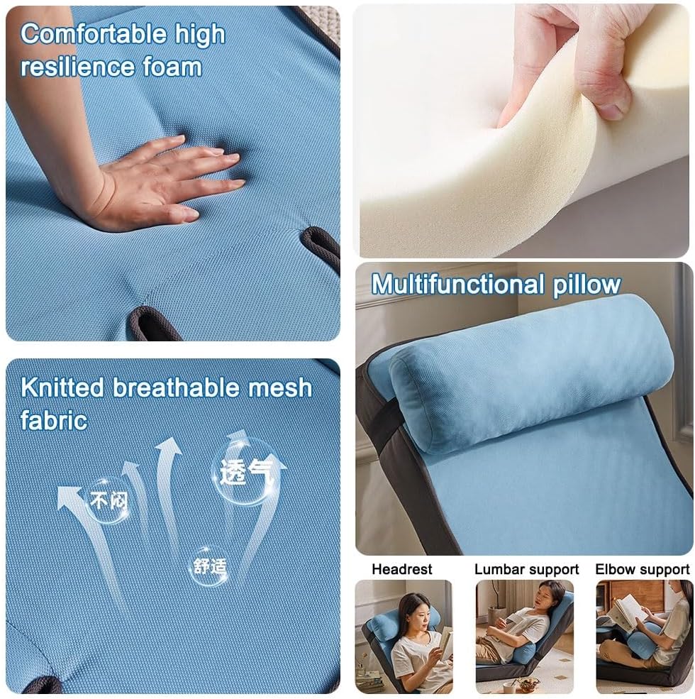 Adjustable Floor Seating with Back Support Video Gaming Recliner,Tatami Chair for Indoor Floor Bay Window Reading,Folding Lazy Sofa Bed with Footrest(Plaid)