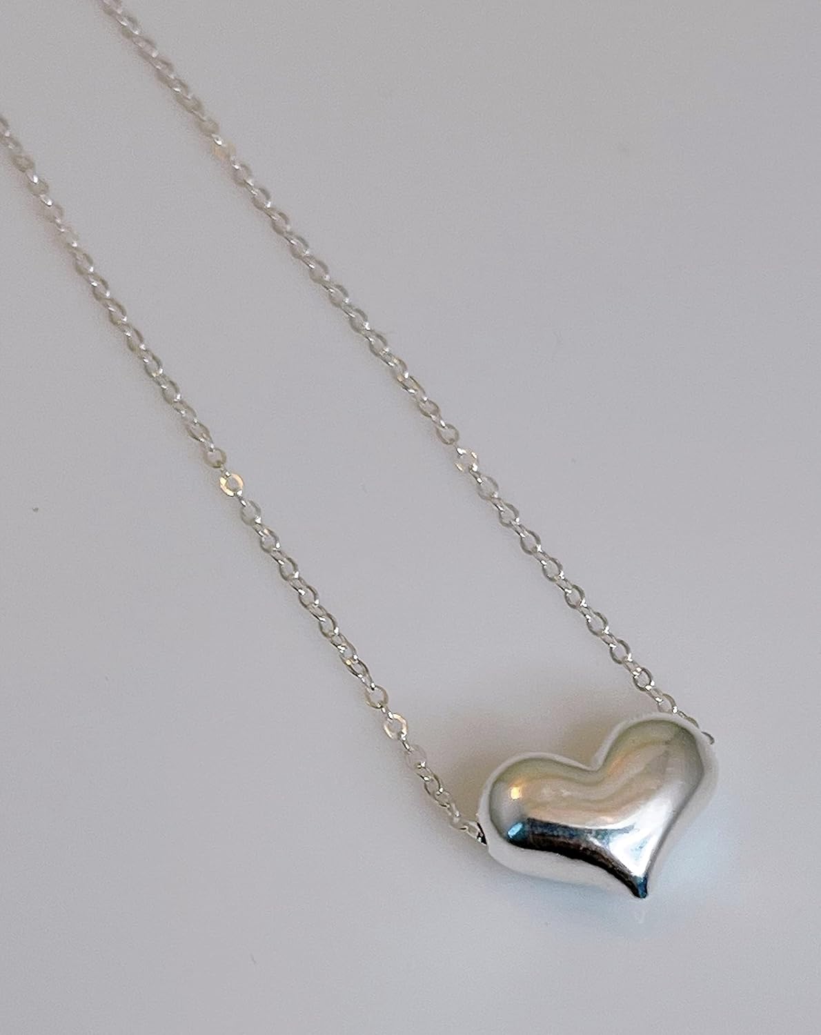 HotMixCold Dainty Puffy Heart Necklace, Silver Heart Jewelry, Simple Everyday Jewelry, Affordable Bridesmaid Gifts - Image 5