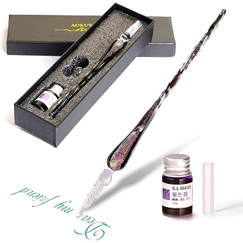 Glass Dip Pen Set Calligraphy Pen Signature Pen Writing Gift for Christmas Business Holiday