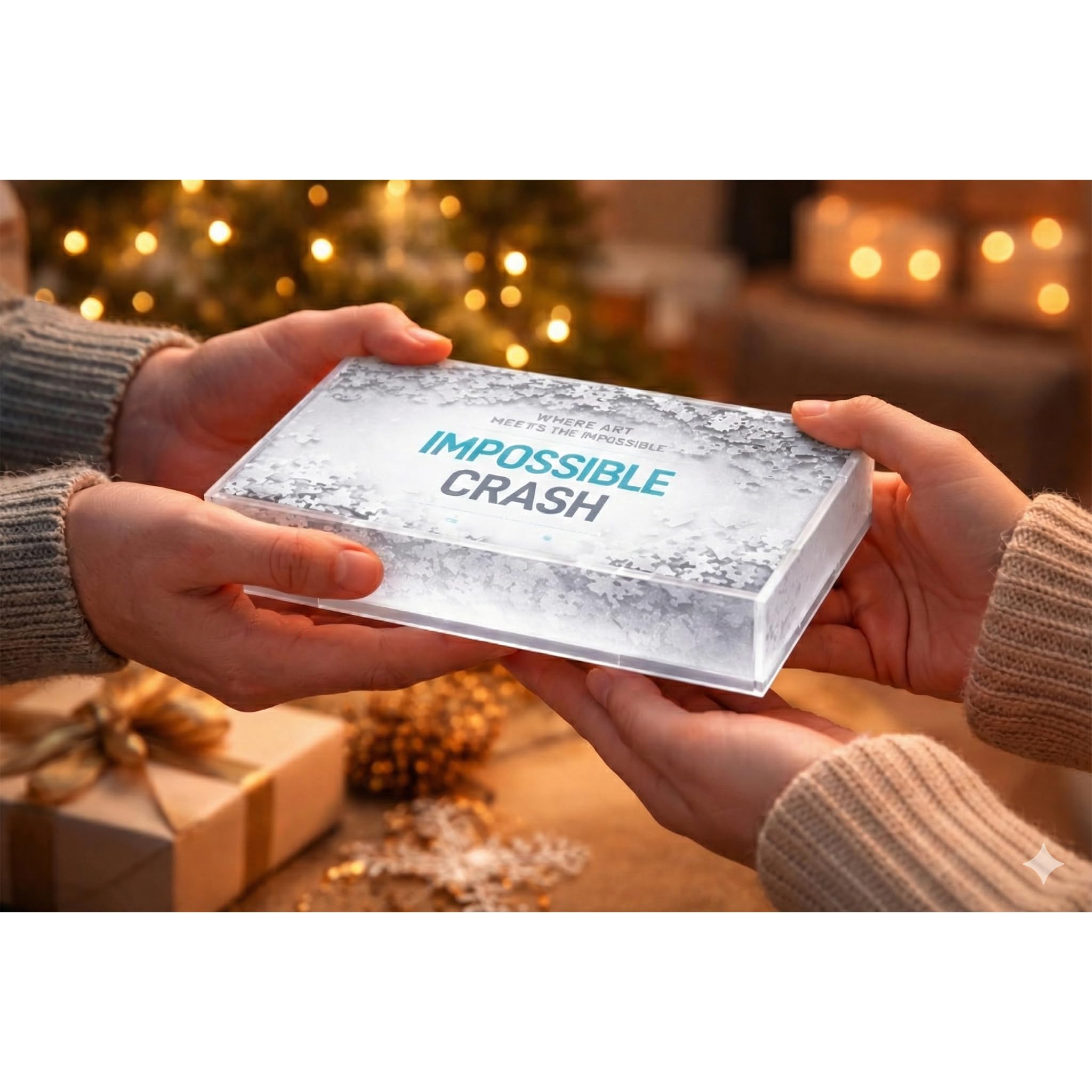Puzzle para Adultos Imposible - Transparente Crash - Rompecabezas Difícil Diseño Cristal Roto con Bordes Falsos y Caja de Acrílico Premium 1000 (Crash 500)