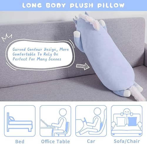 Vista 71 de MorisMos Almohada grande con forma de unicornio, 36.2 pulgadas, peluche de unicornio, almohada súper suave para abrazar para niñas y niños, almohada