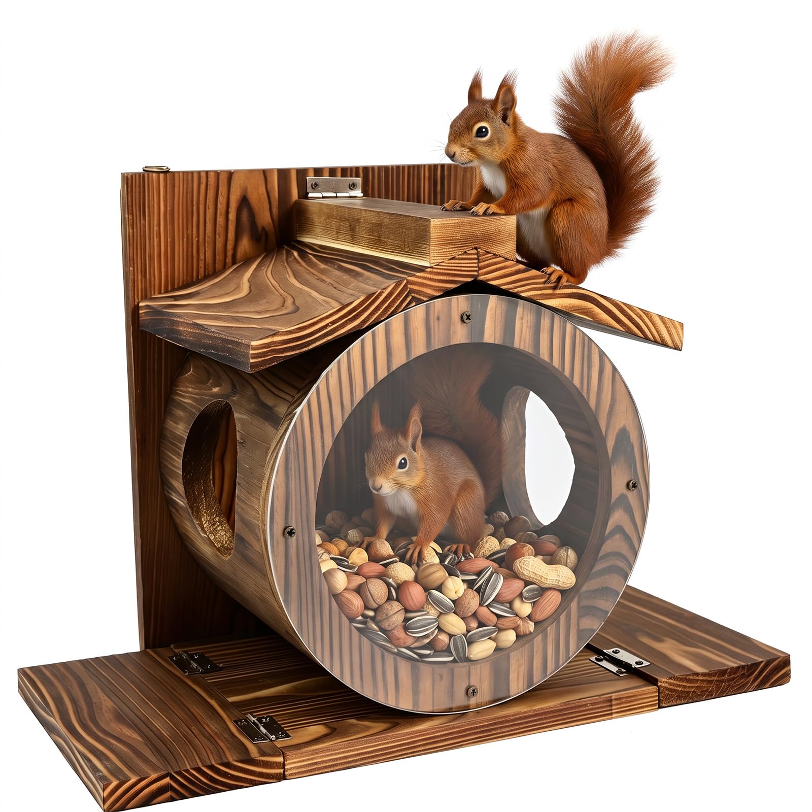 Squirrel Feeder, Wooden Squirrel House Nesting Box