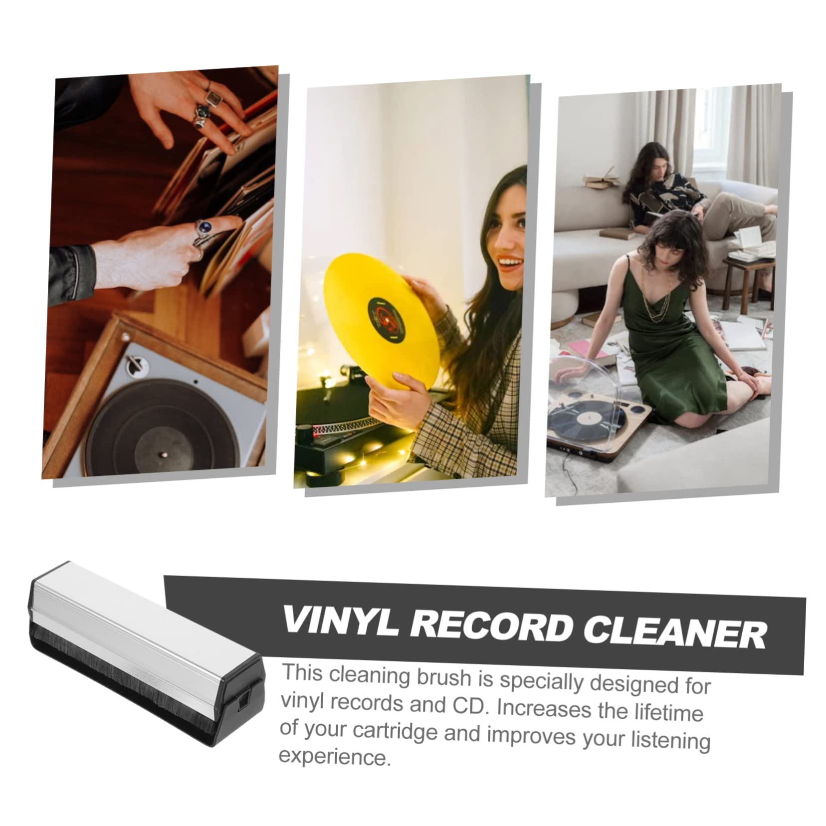 jojofuny 3pezzi Spazzola Per Pulizia Di Dischi Vinile Professionale Per Rimuovere Polvere e Contaminanti Design Ergonomico e Anti-staticità Compatibile Con Cd e Dischi Vinile Per e