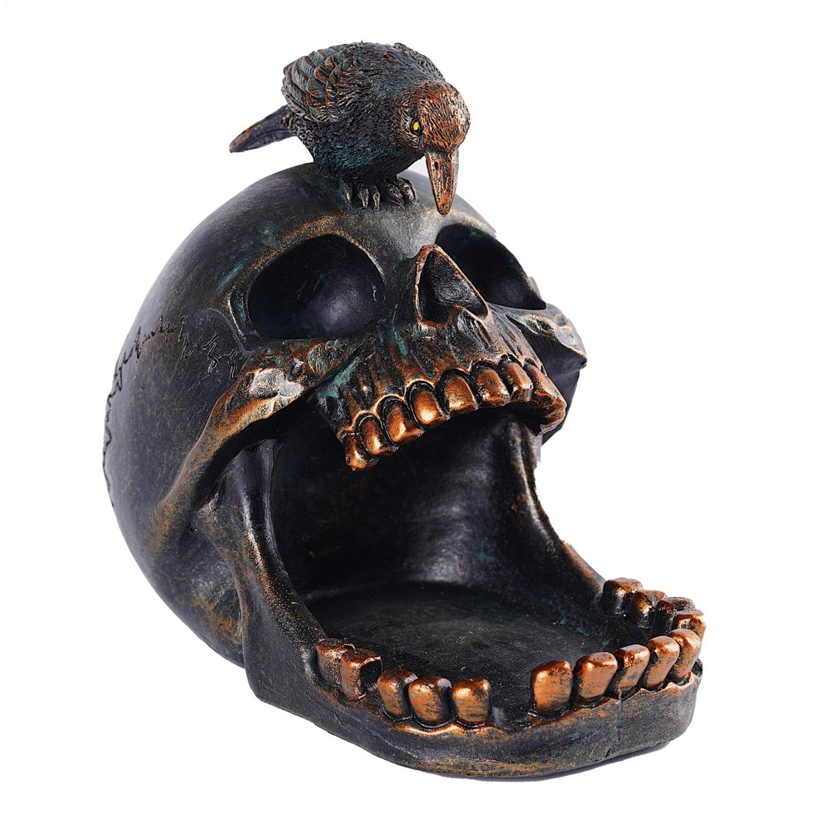 Ornement de tête de squelette sculpté pour bijoux fins