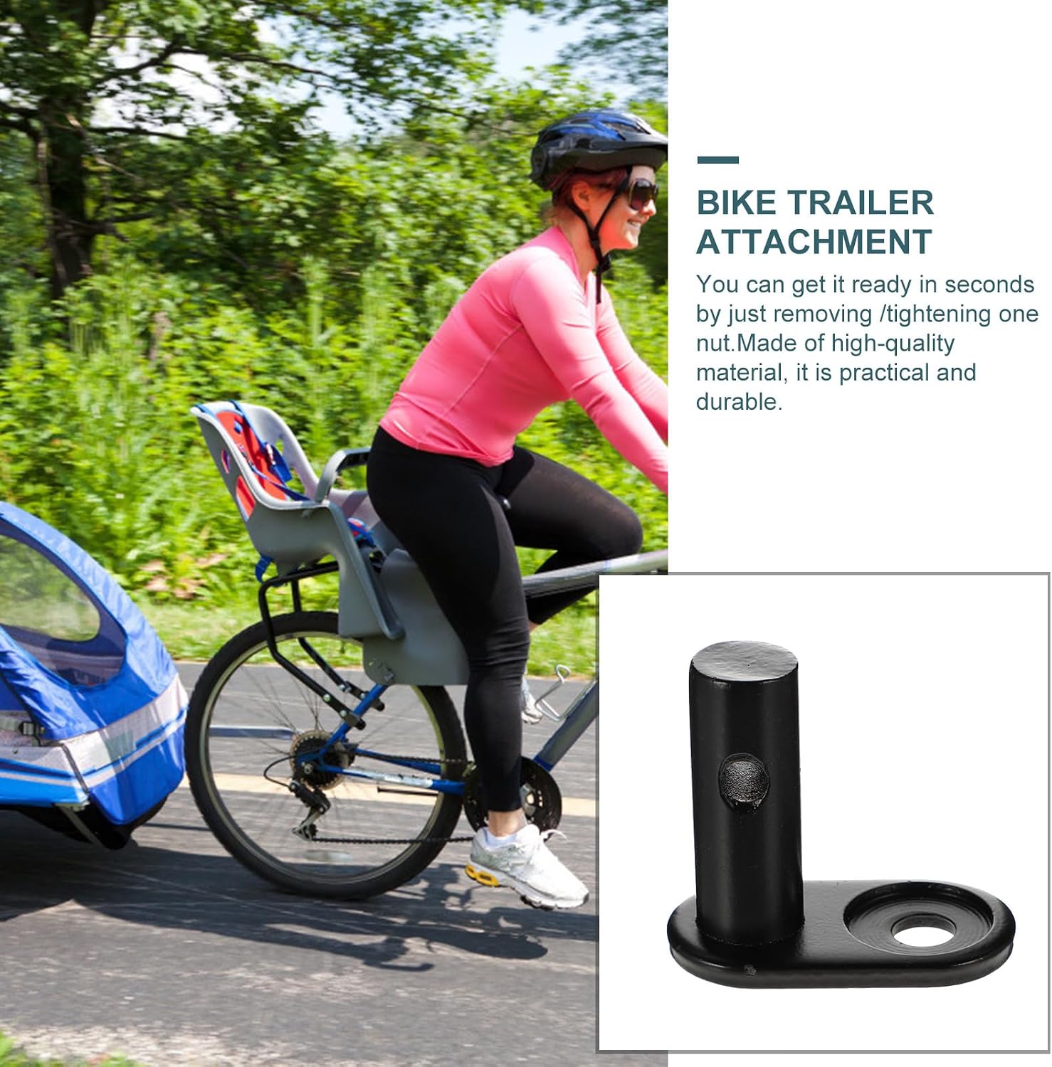 Uonlytech Bike Trailer Coupler and Hitch Connector Sturdy Bicycle Traction Head Accessory for Cargo and Pet Trailers Compatible with Standard for Cycling Cargo Transport
