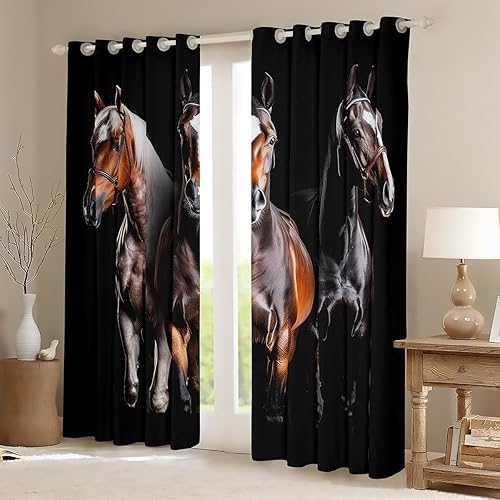 Miniatura 2 de Erosebridal Cortina de ventana de caballo, cortinas de caballo occidental, cortinas de ventana de animales salvajes, tratamiento de ventana de moda