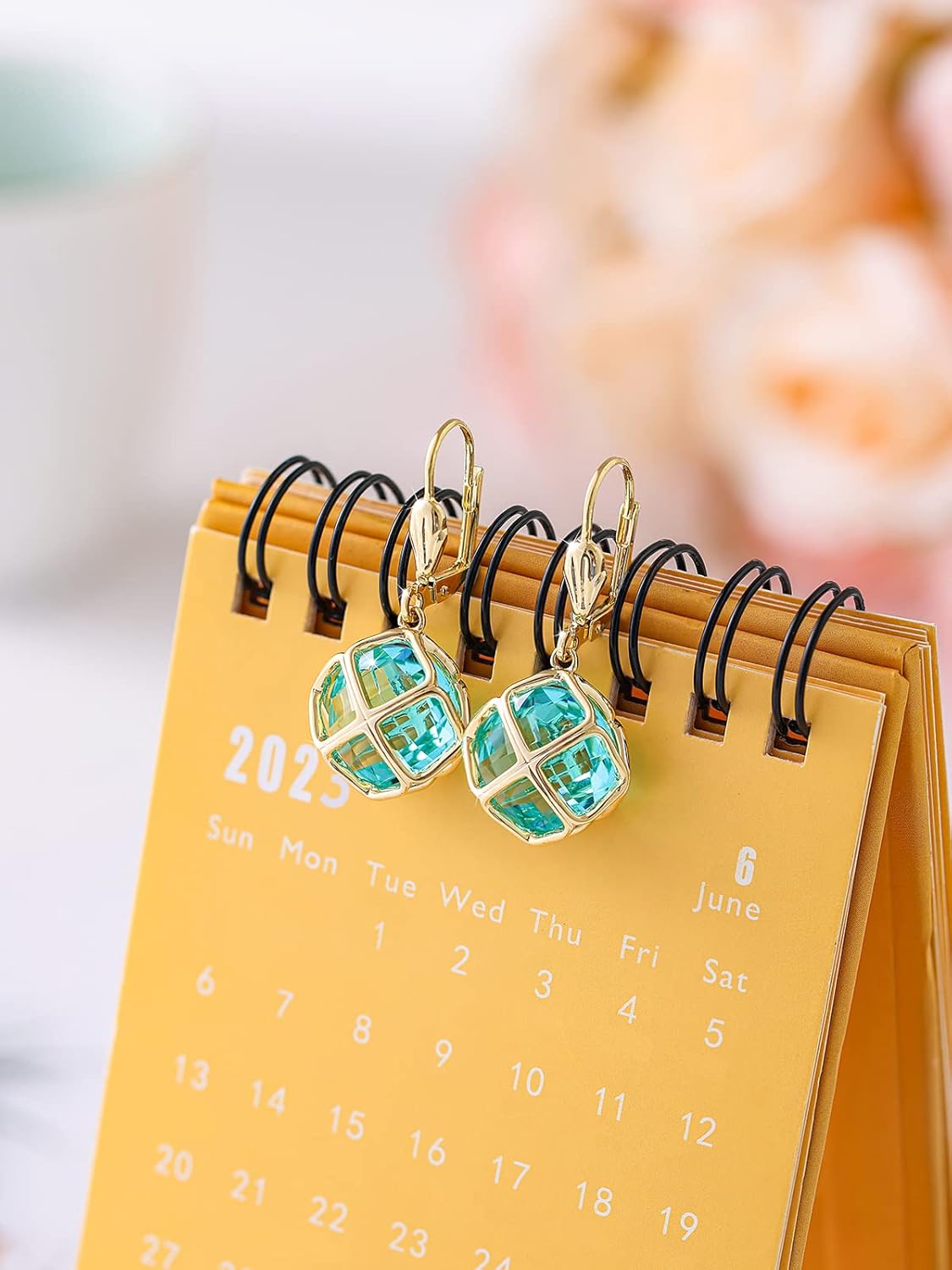 14MM Austrian Crystal Dangle Earrings for Women 14K Glod Jewelry - Image 9