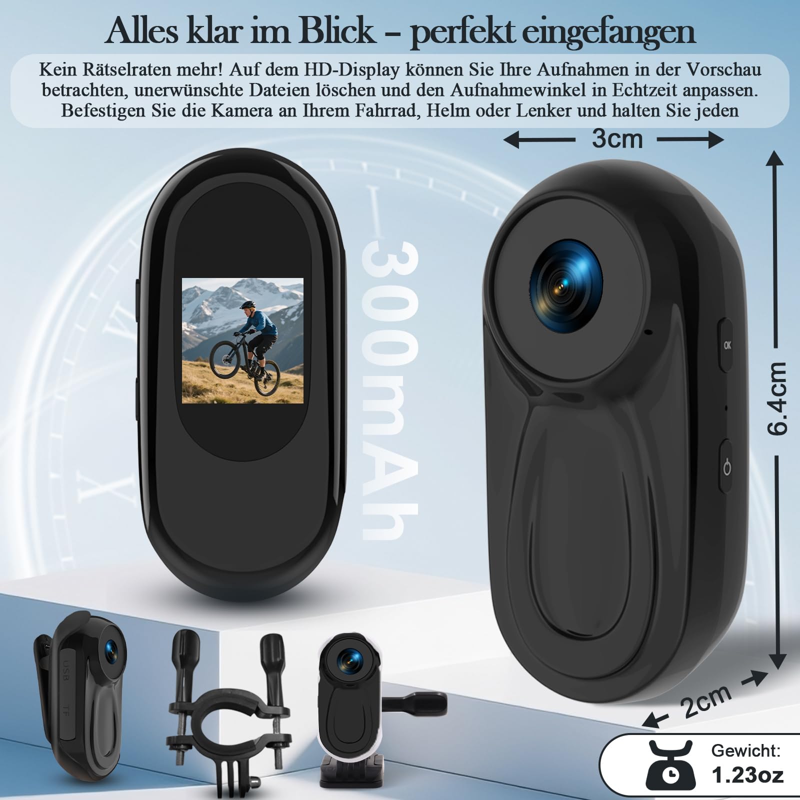 Body Cam HD 1080P, Daumen Action Cam 0,9-Zoll-Display, Magnet-Anhänger