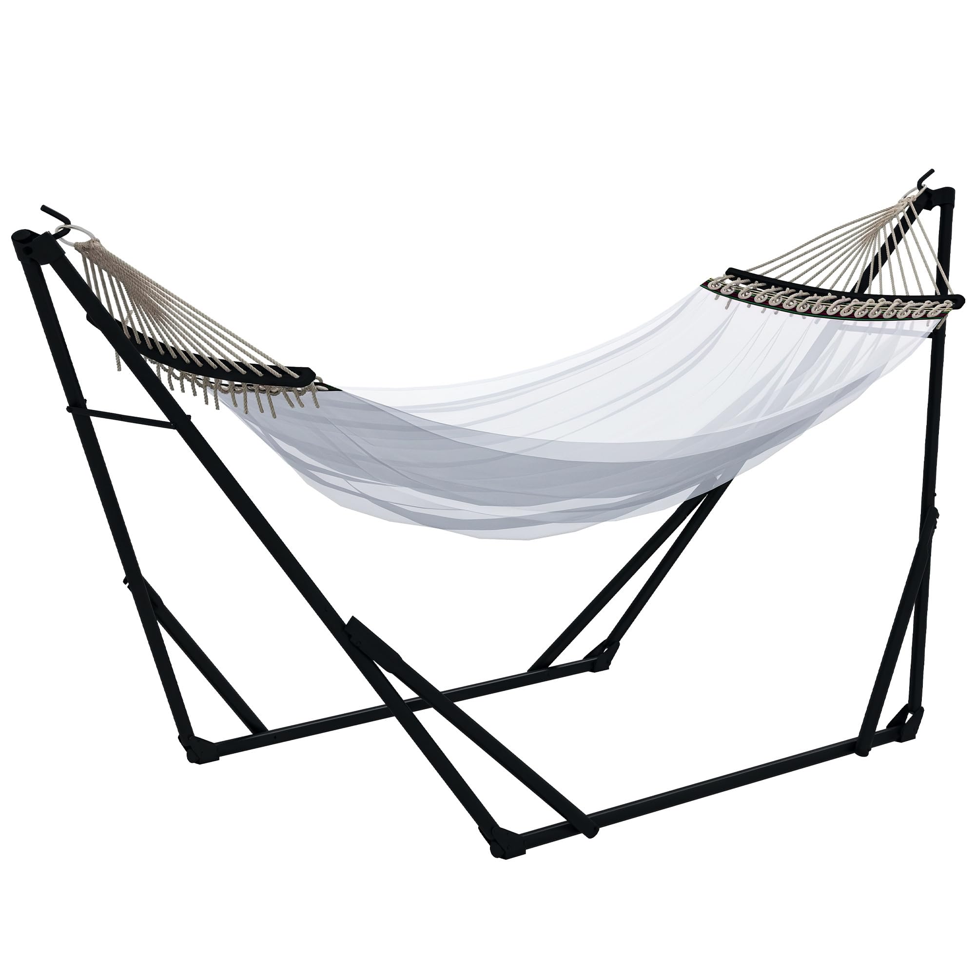 Outsunny Hängemattengestell, Hängestuhlgestell, Hängemattenständer mit Hängematte, Tragetasche, bis 120 kg Belastbar, Stahl, 263 x 89 x 100 cm, Schwarz