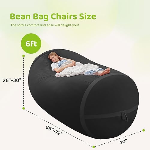 Miniatura 84 de HABUTWAY Puf gigante de 2 pies para adultos, con relleno de espuma viscoelástica, puf grande con funda de terciopelo holandés extraíble para sala de