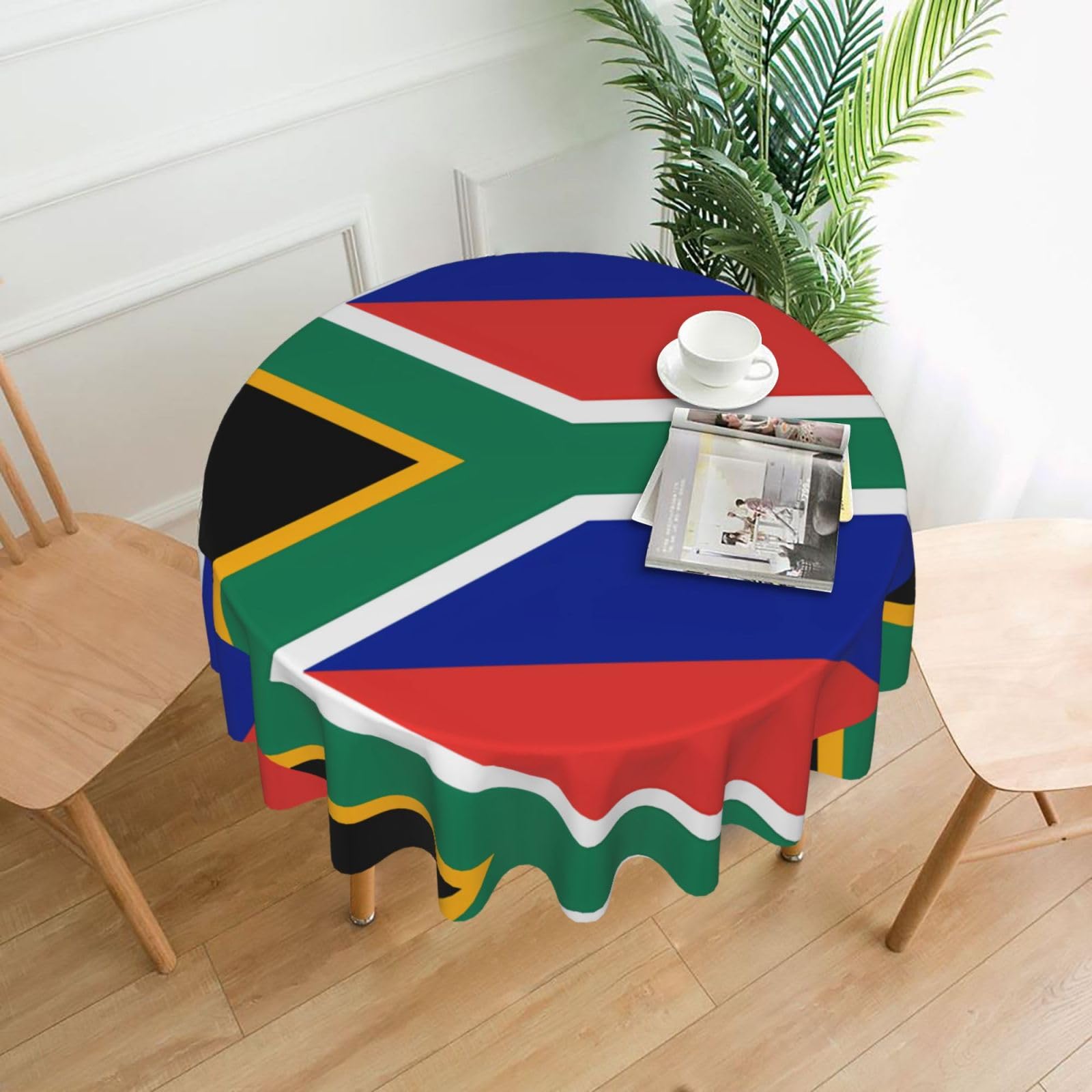 HJFCZH South Africa flag Prints Round Decorative Tablecloth 60in - High-Grade Polyester Throw for Dinners, Weddings & Everyday Use