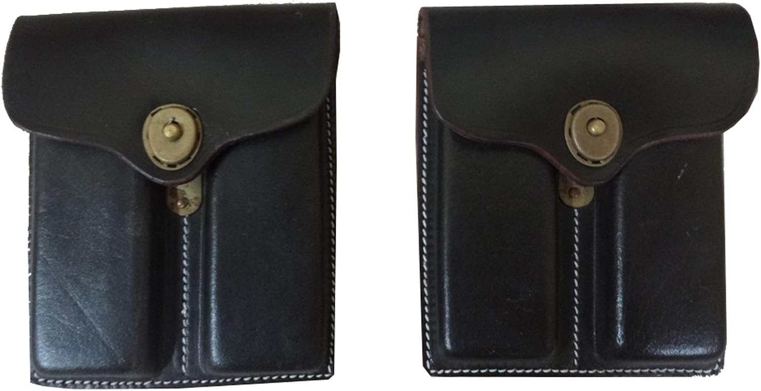 warreplica WWII US .45 Double Magazine Pouch Dark Brown Leather x 2 Pieces - Reproduction