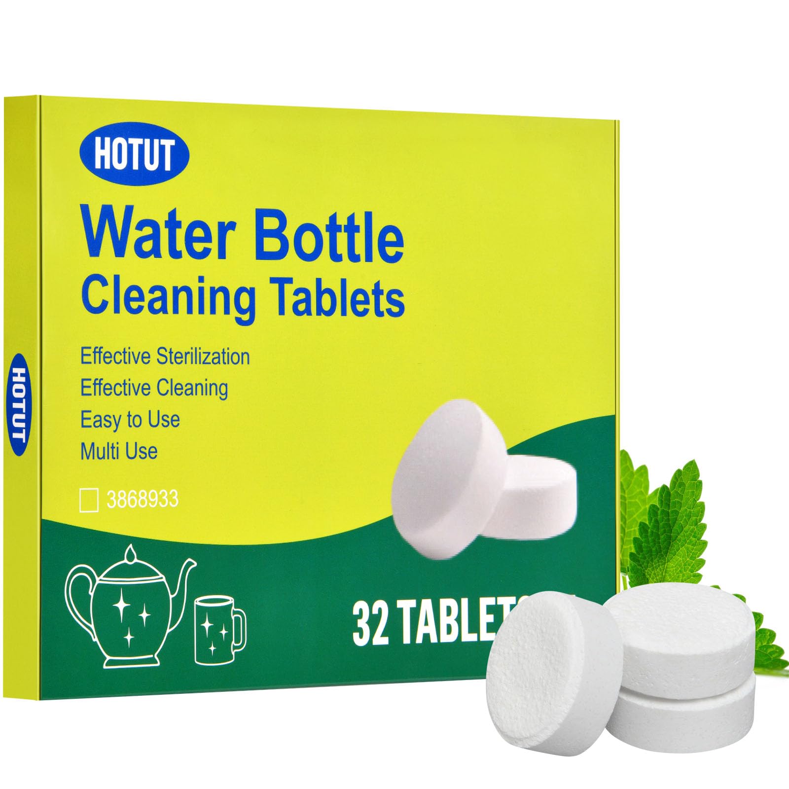 HOTUT Bottle Clean Tablets,32pcs Pastillas de Limpieza Eficientes Contra Incrustaciones y Olores,Clean Tablets,Pastillas descalcificadoras para Botellines y Acero Inoxidable,Vidrio,Tazas de Café