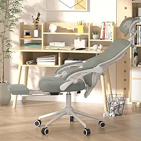 Cadeira de escritório ergonômica – lombar ajustável e encosto de cabeça, reclinável de 90 a 160° com apoio para os pés, encosto de malha respirável – Cadeira de computador para escritório em casa