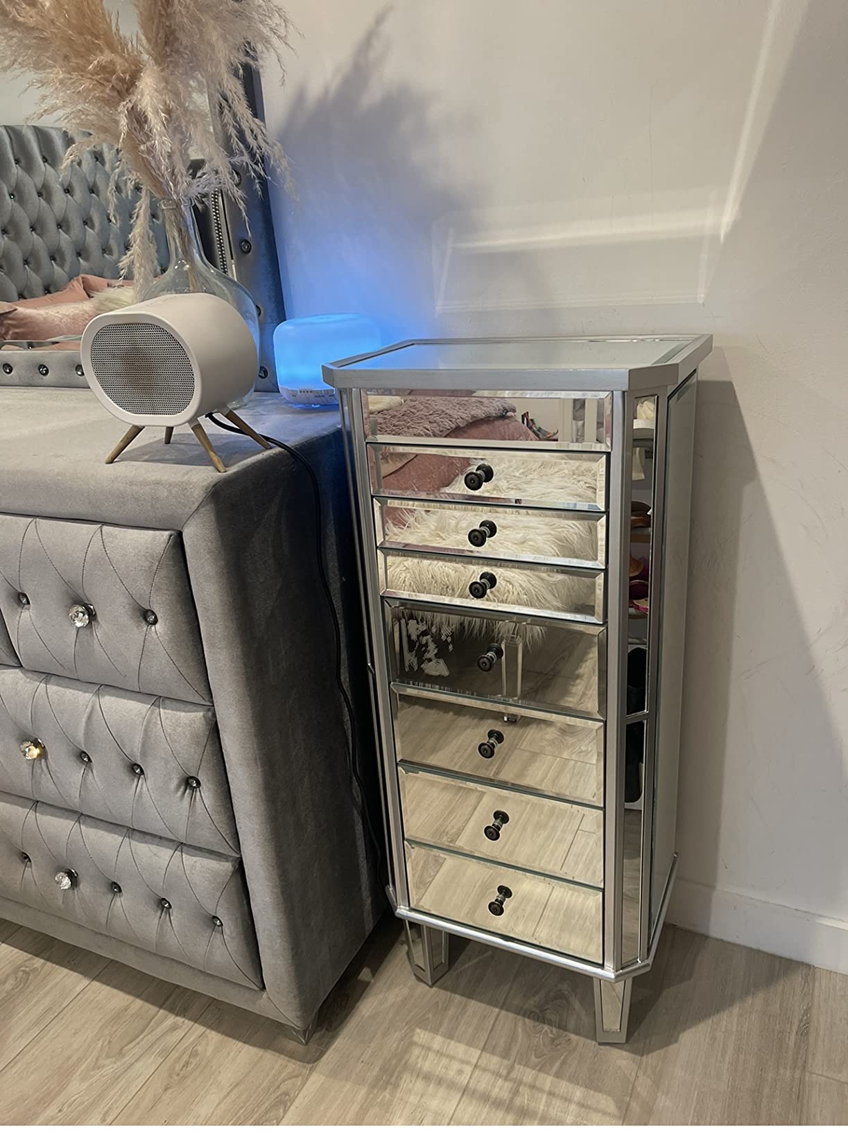 42/mo Finance Powell Jewelry Armoire Wood, Silver Mirrored Buy Now