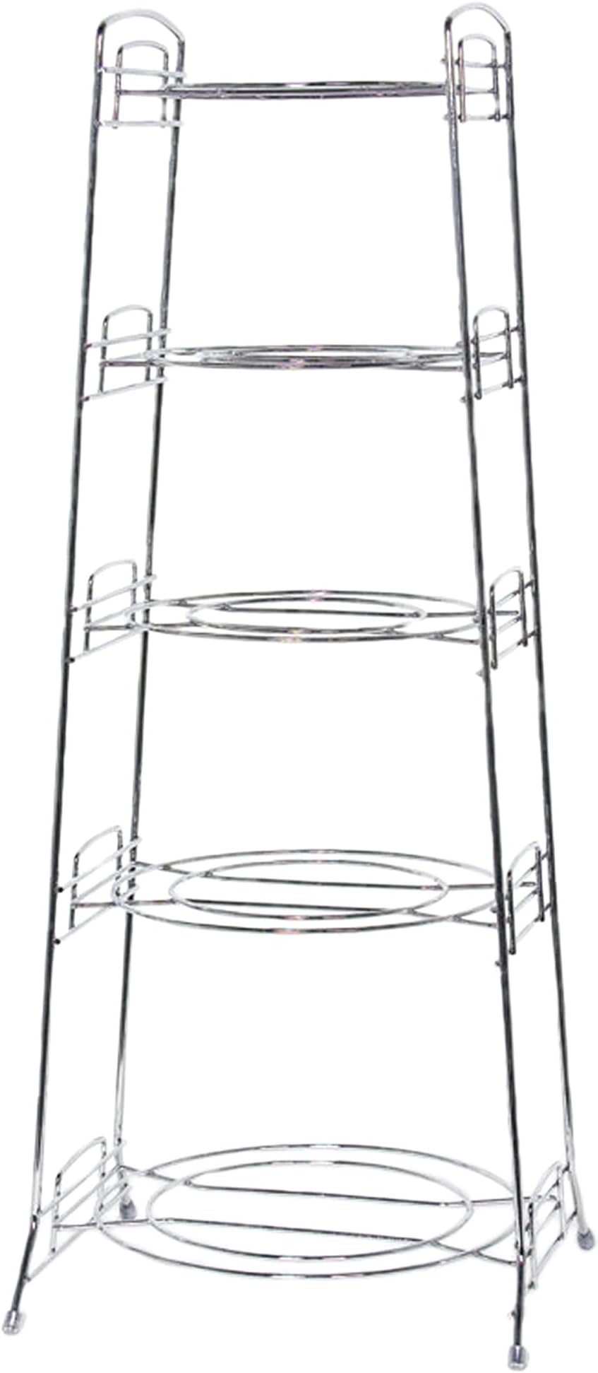 Delfinware Chrome Plated5 Tier Saucepan Stand, Metal, Silver