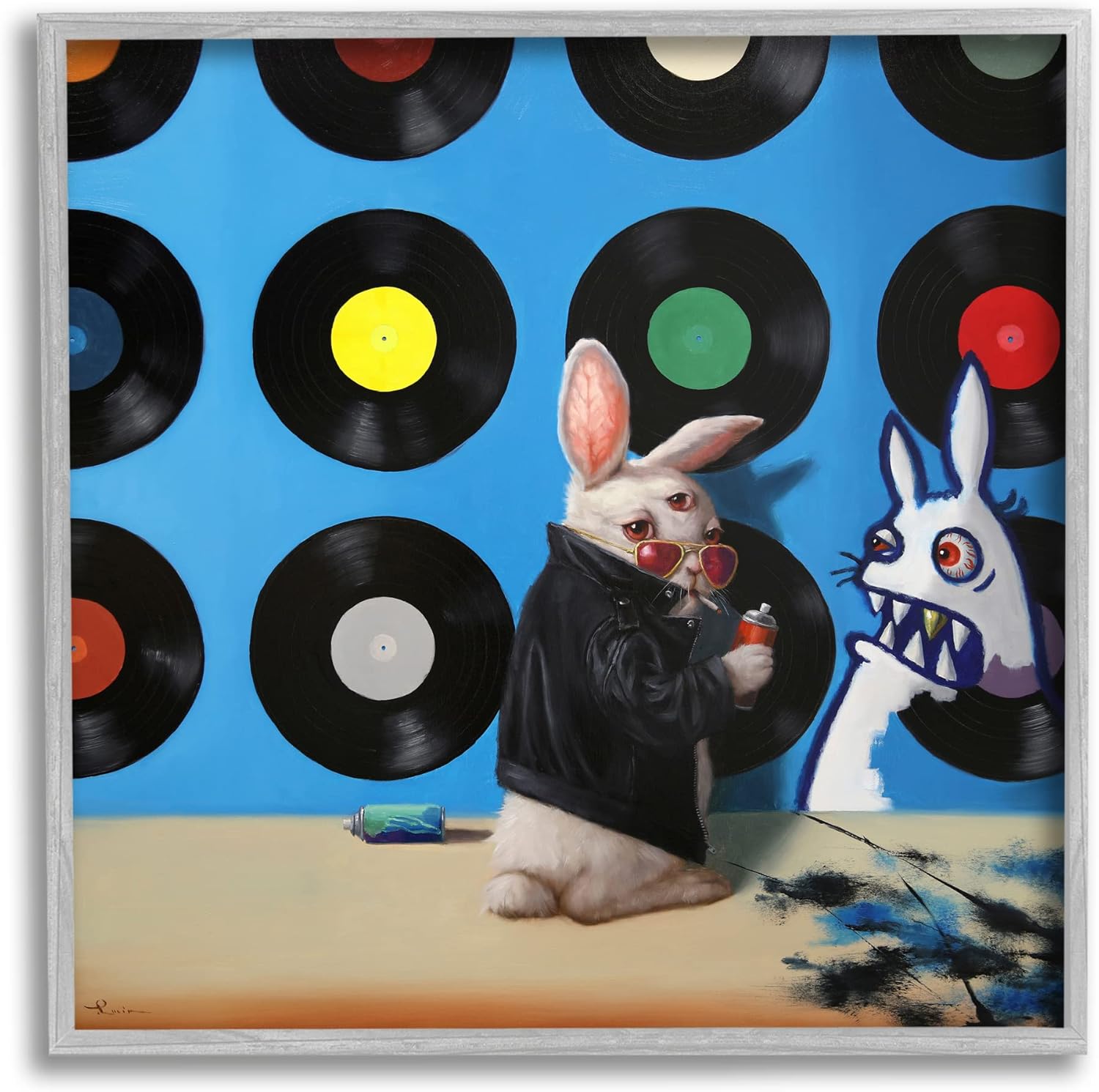 Stupell Industries Graffiti Rabbit Third Eye Music Record Pattern, Design by Lucia Heffernan