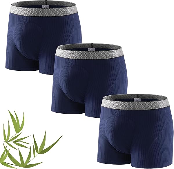 Carer Confezione da 3 Boxer per Incontinenza Uomo in Bambù 160 ml Capacità di Assorbimento Biancheria Intima Lavabile Antiperdita Morbida Traspirante Riutilizzabile Blu, Taglia 4XL - 1