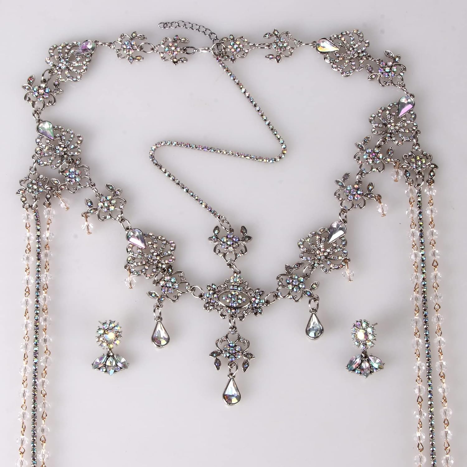 CROWN GUIDE Bridal Headband and Earrings Crystal Jewelry Set Wedding Headpiece for Women Brides Tiara Rhinestone Hair Accessories