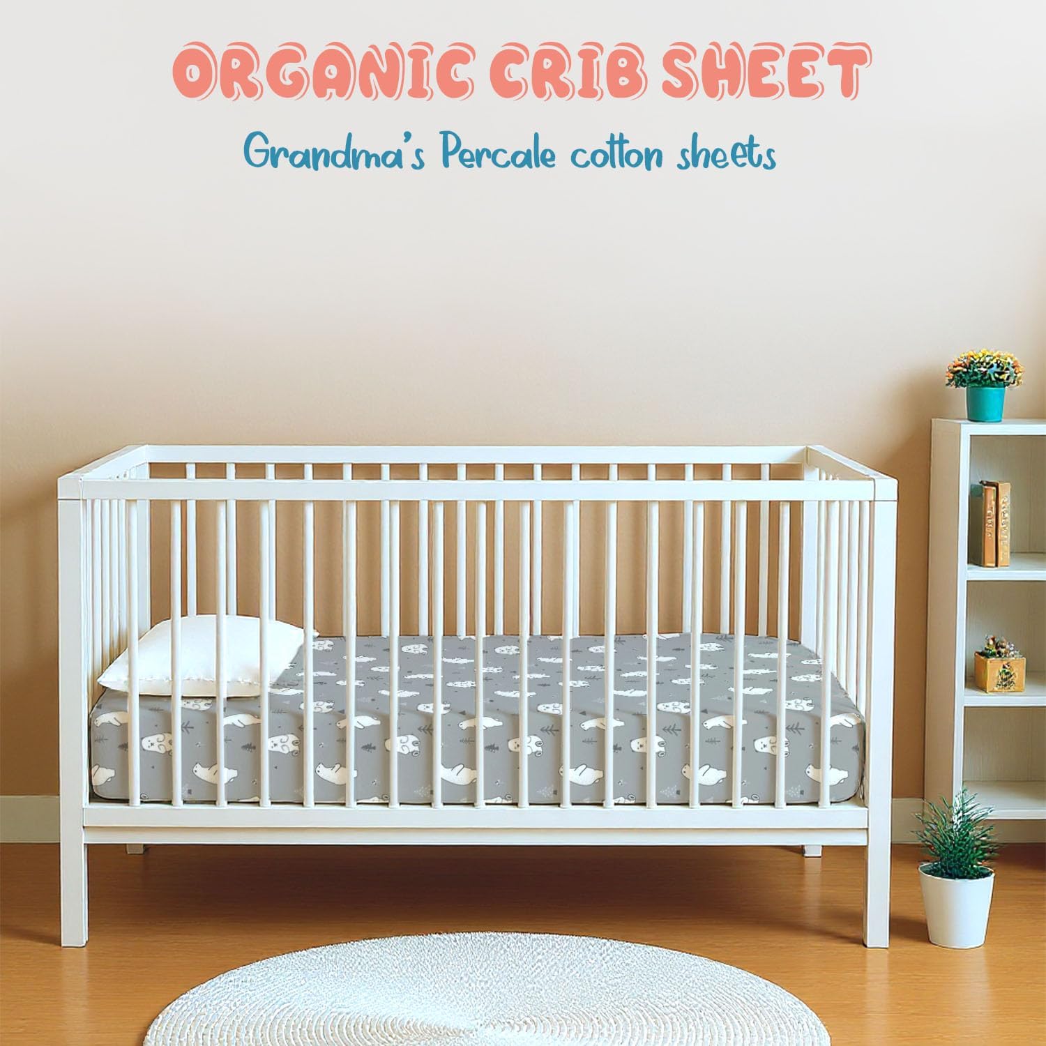 Threadmill Organic Baby Crib Sheets for Boys & Girls | 100% Organic Cotton Fitted Crib Sheet for Standard Crib Mattress | 2 Pack Unisex Cozy Toddler Sheets, Machine Washable | Chilltee