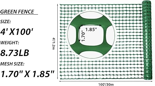 Miniatura 3 de PotatoLife Valla de Malla de Plástico de Seguridad, Rollo de 4'x100' con 100 Bridas, Red Temporal Reutilizable para Cercado de Jardín, Construcción,