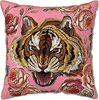 Txymbiocia Pink Tiger Floral Velvet Pillow Covers 18x18 Inch - Farmhouse Flower Animal Print Throw Pillows for Couch Sofa Bed Outdoor Decor