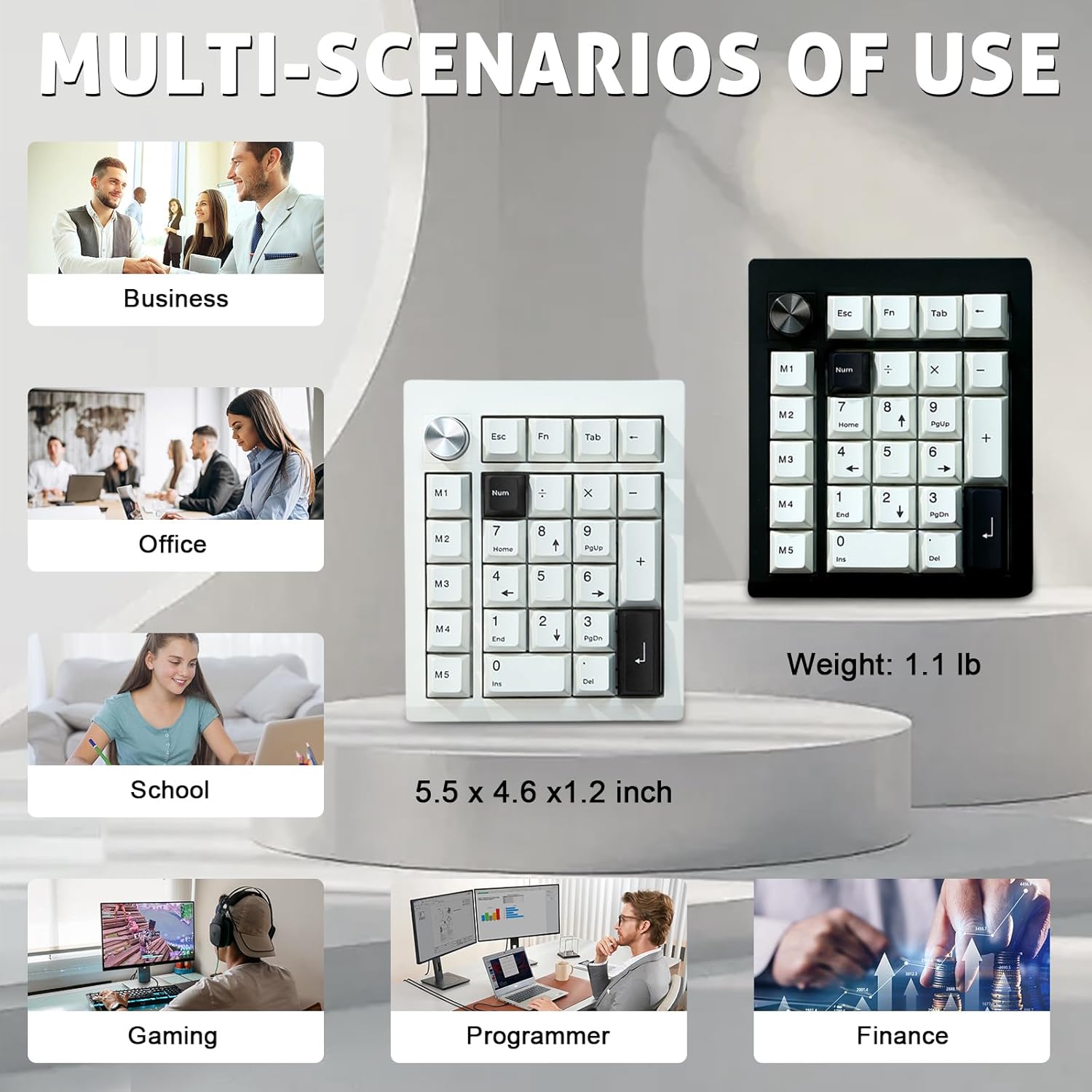 GMK26 Mechanical Numpad,VIA/QMK Programmable Hot Swappable Gasket Wired BT5.0/2.4G Wireless Number Pad with Knob PBT Keycaps 26 Keys Macro RGB Gaming Numeric Keypad for Laptop TKL Keyboard (Black)