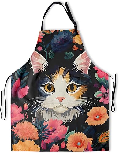 Miniatura 27 de Delantal de acuarela para plantas con bolsillos, delantales de cocina de arco iris, diseño de hojas florales para cocina Arte de pintura de árbol