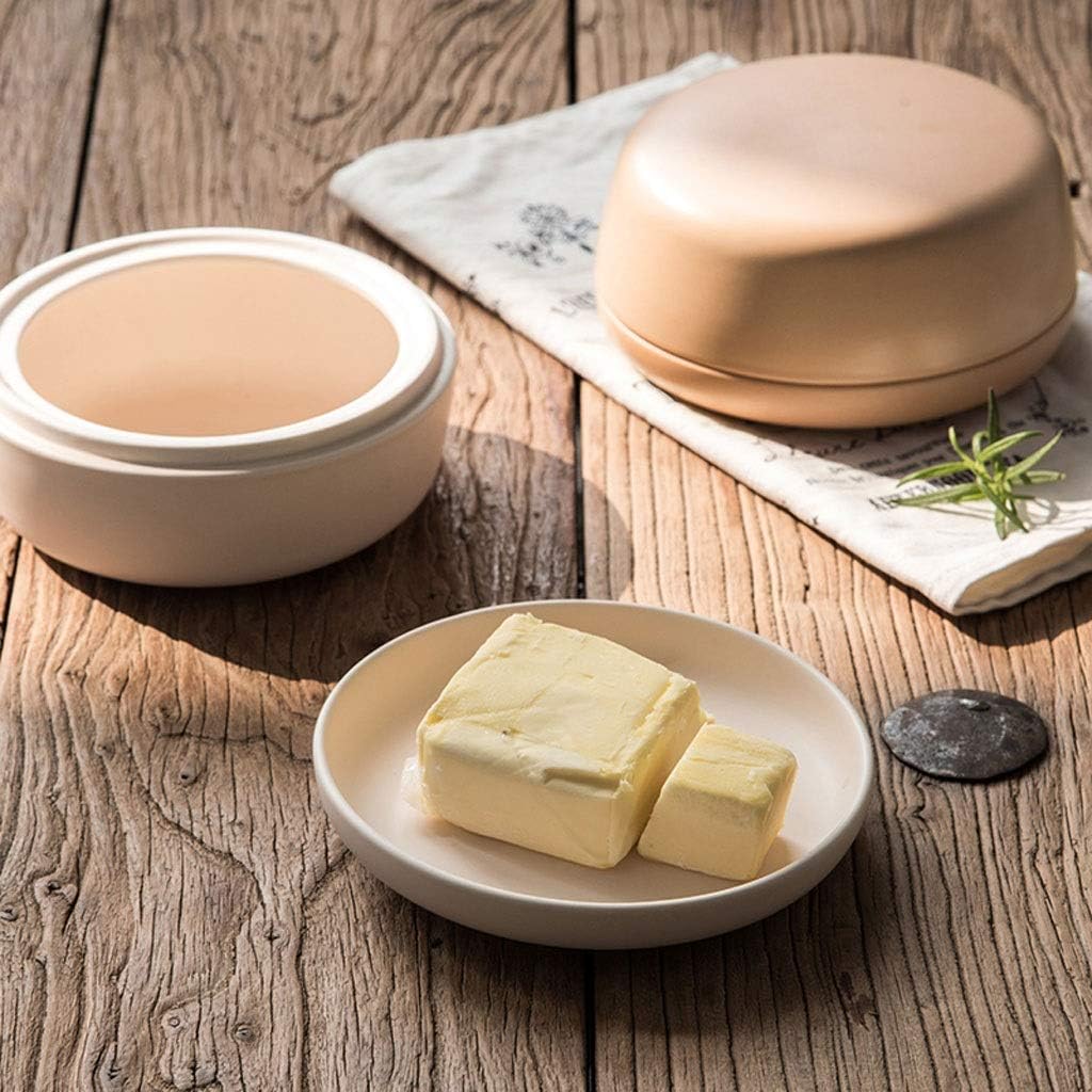 Butter Dish 6in Ceramic Butter Dish (with Lid) Household Porcelain Butter Dish, Traditional Kitchen Accessories can be Safely Used in Dishwasher Microwave Oven Butter Dishes (Color : Gray) (Gray)