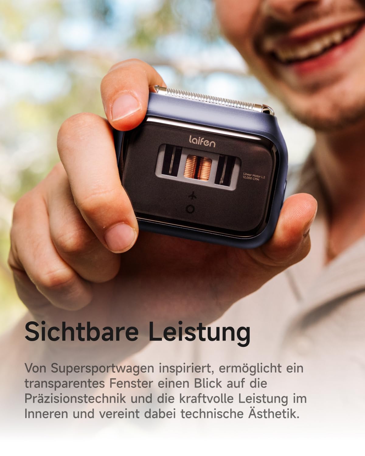 Laifen P3 Pro Elektrorasierer Geschenkset, inkl. Reise-Etui & Anti-Rutsch-Pad, 3-Klingen-System, Patentierter 12.000 CPM Linearmotor, CNC-Unibody-Alu, 100 Min. Laufzeit, Ideal für Reisen (Königsblau)