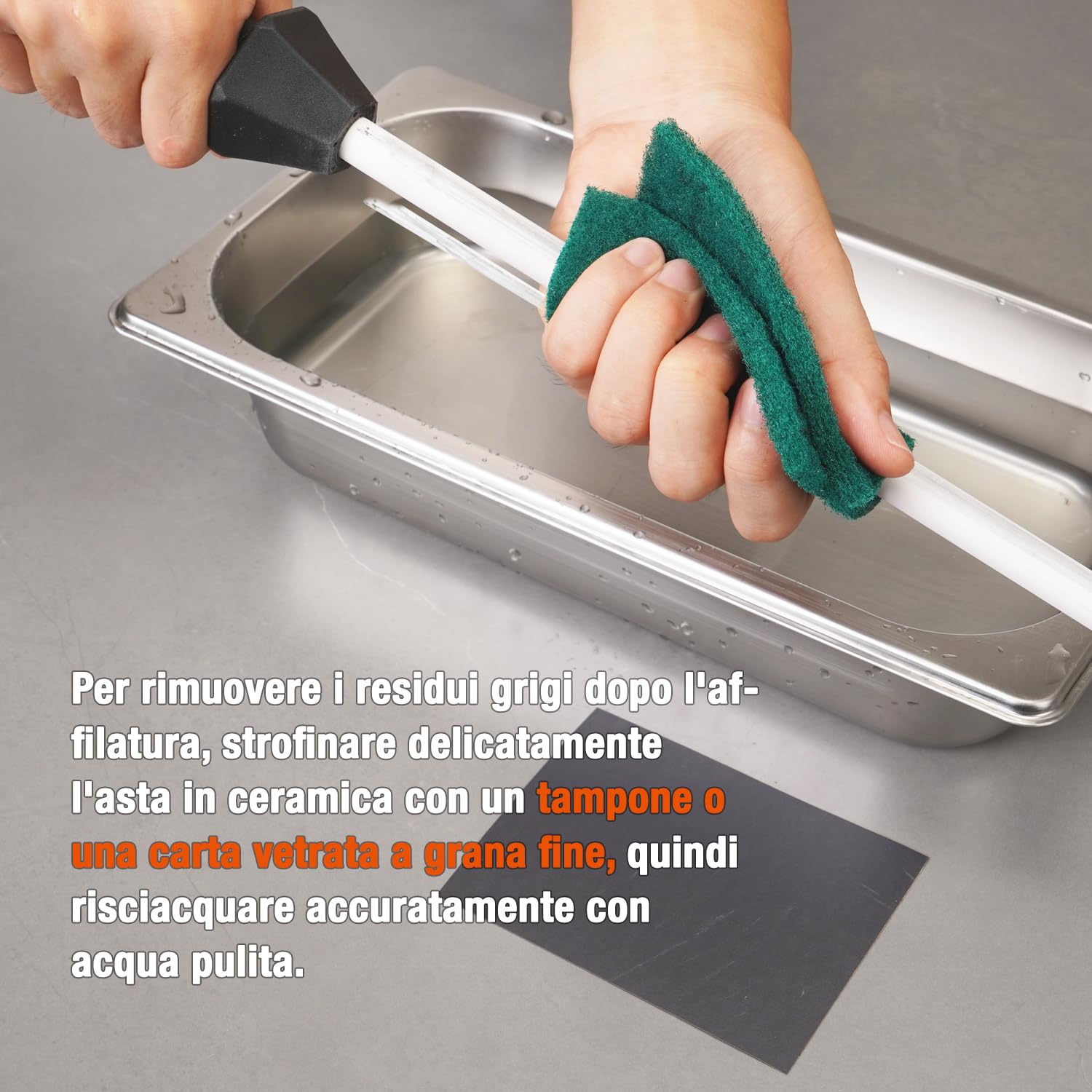 SHARPAL 118H Affilatura professionale in ceramica, asta per acciaio, bastone per coltelli da cucina con tappo anti-rottura, guida angolare integrata, grana 3000