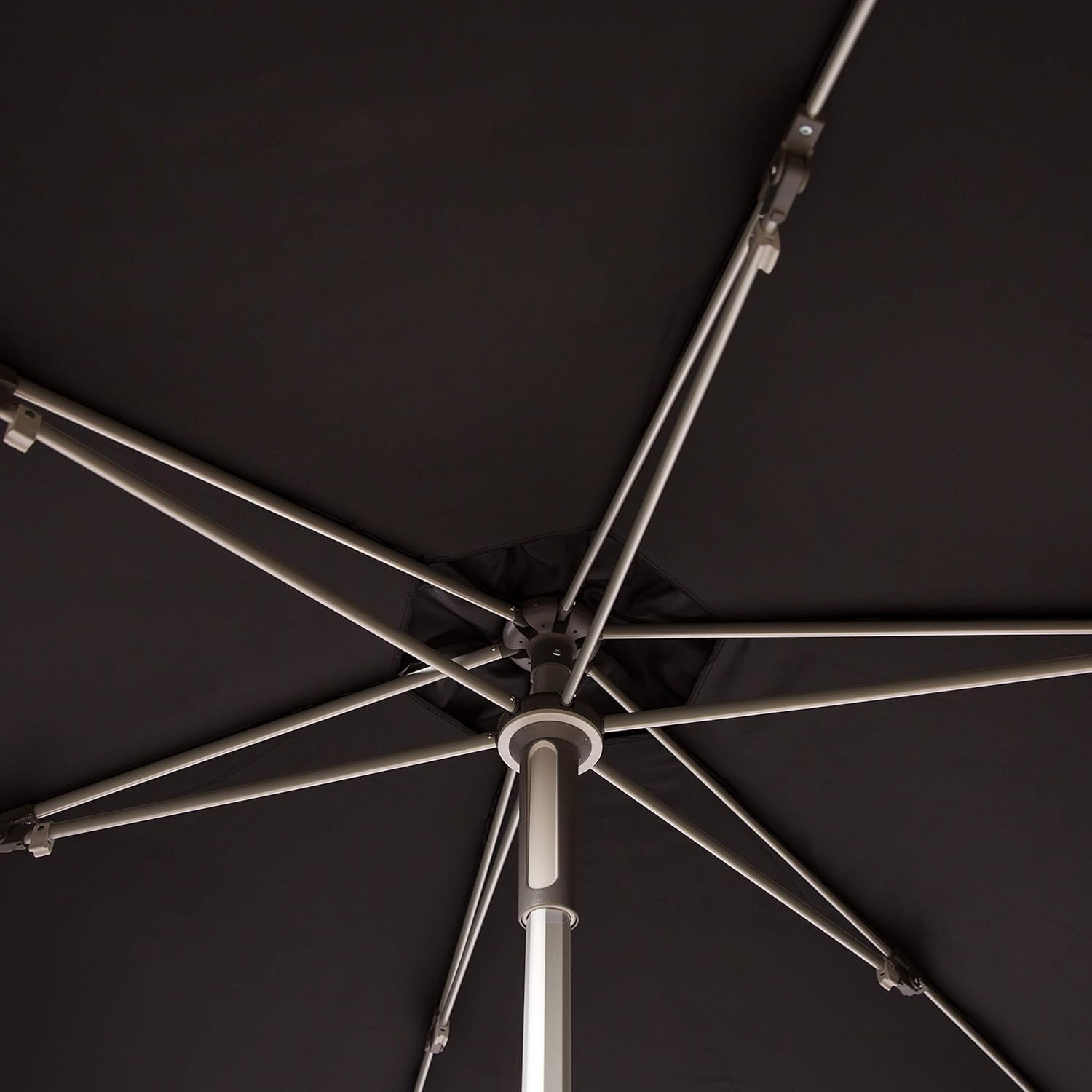 SAFAVIEH 9ft Outdoor Patio Umbrella, Round, Hurst Collection, Black, Push up, UV Resistant for Deck, Backyard, Poolside (PAT8002D)