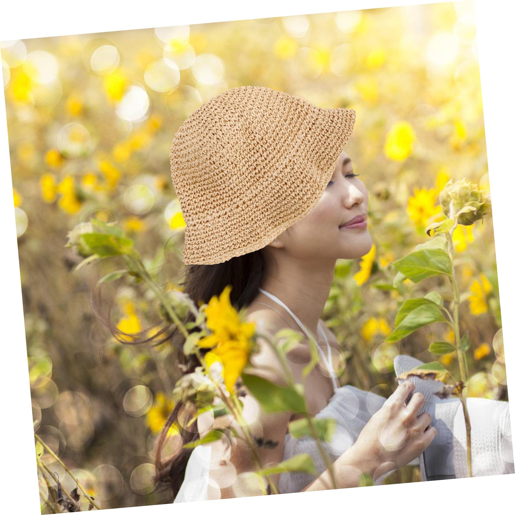 4pezzi Cappello Secchiello Woven per Sole Protezione UV Leggero e Pieghevole per attività all Aperto Come Spiaggia Escursioni e Shopping Stile Casual per Adolescenti