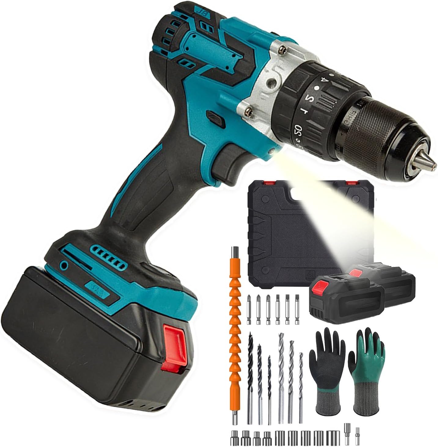 Taladro Atornillador Inalámbrico, 25+1 Torque, 2 Velocidades, Luz LED, Batería 1500mAh miniatura 1