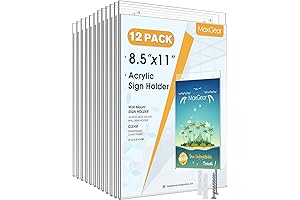MaxGear Wall Mount Sign Holder for 8.5 x 11 Documents, Pack of 12
