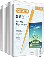 MaxGear 12-Pack 8.5x11 Vertical Wall Mount Sign Holders - Clear Acrylic Frames with Mounting Screws for Office, Store, Home
