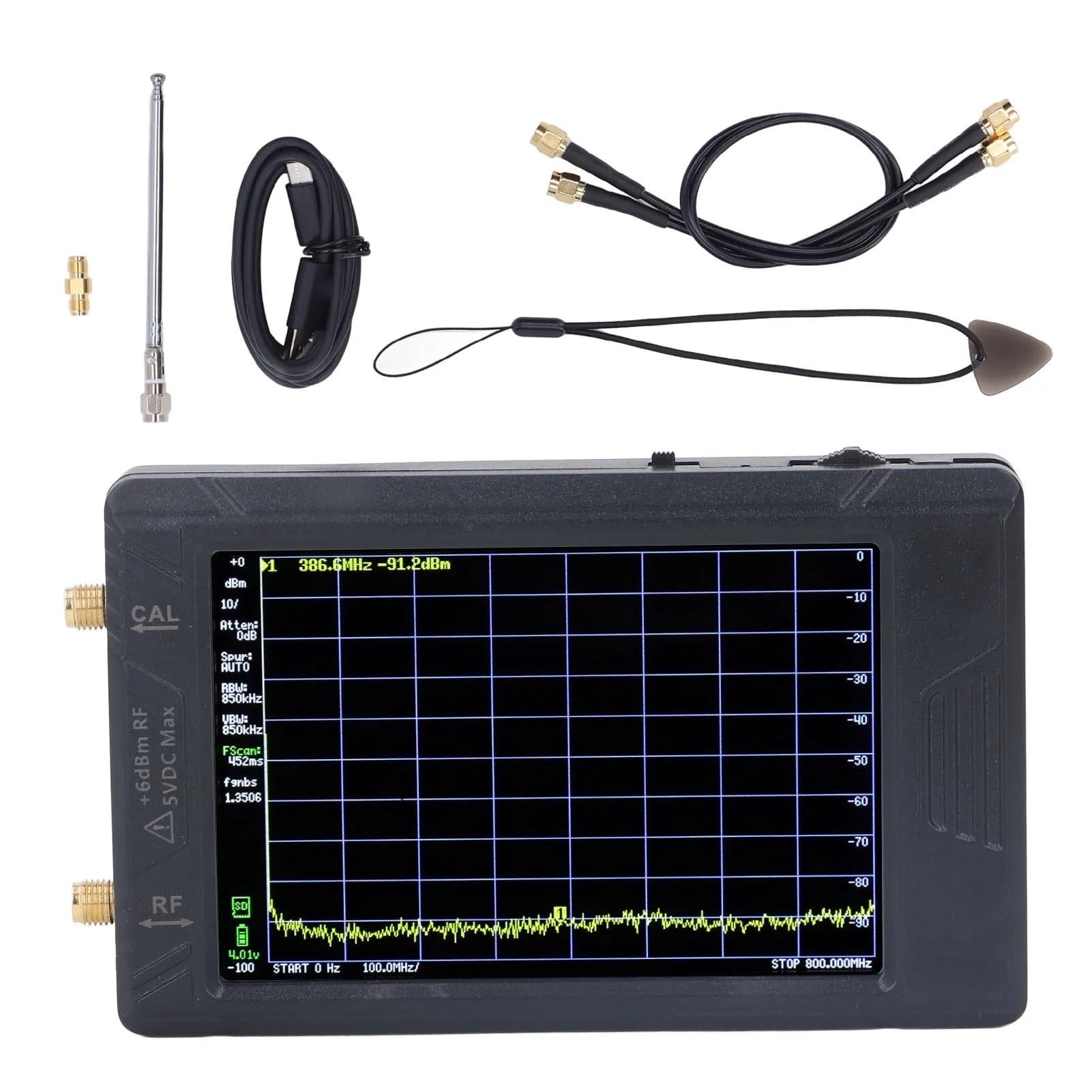 Strumento di test elettrico Analizzatore spettro frequenza Risoluzione commutabile da 100 KHZ a 5,3 GHZ Schermo 4 pollici portatile