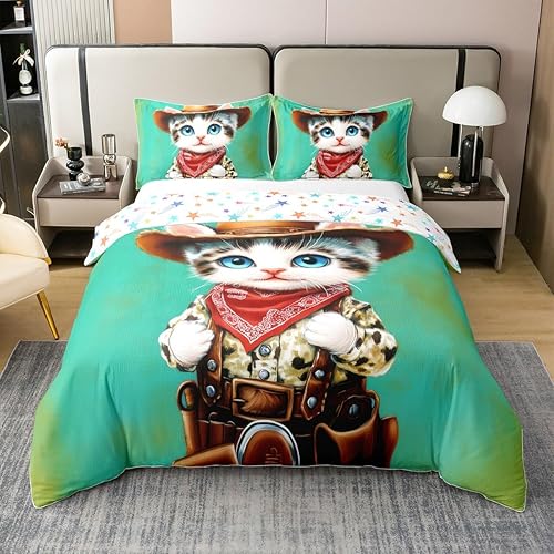 Miniatura 45 de jejeloiu Funda de edredón con estampado de radio Boombox, 100% algodón, para niños y niñas, tamaño matrimonial, juego de ropa de cama retro con Azul