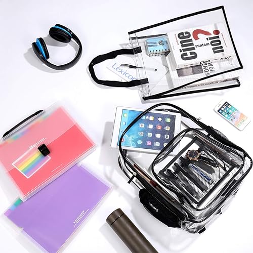 Miniatura 6 de TENDYCOCO Mochilas transparentes resistentes con correa reforzada, bolsa transparente aprobada para estadios, mochila transparente para estadios,