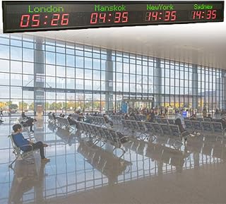 Large Digital Led World Clock,Wall Mounted 3/4/5/6 City Time Zone World Clock,Mobile Phone Or Computer Connection,for Airports/Shopping Malls/Hotels/Multinational Enterprises 4