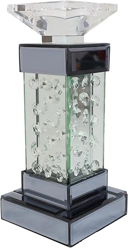 Miniatura 5 de Ebros Gift Moderno y elegante cristal biselado flotante de cristal y metal decorativo individual de 2.75 pulgadas de diámetro, candelabro, escultura