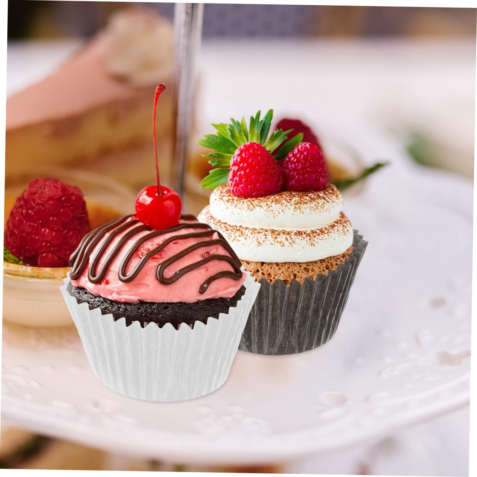 SOLUSTRE Caissettes à Cupcakes Papier Grosse Taille 1000 Pièces Blanc et Café Moules à Muffins en Papier Résistants Cuisson Fêtes Anniversaires Pâtisserie