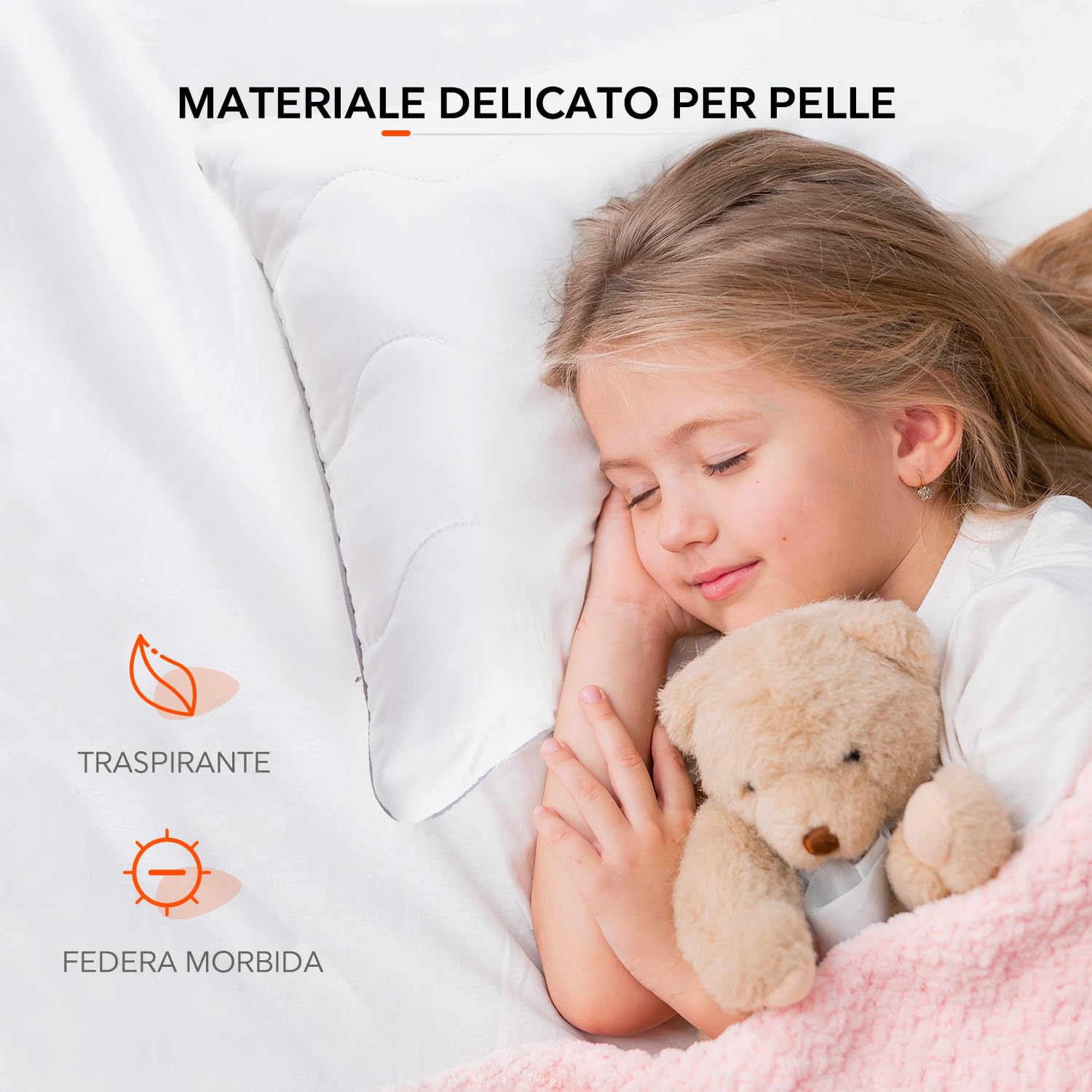 Sweetnight 2 Cuscini da 80 x 80 cm, Imbottitura in Fibra Cava di Poliestere da 1300 g, Regolabile Tramite Cerniera, Facile da Smontare