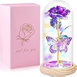 Valentines Day Rose Gifts for Her,Valentines Day Flowers Gifts for Mom Women Girlfriend,Birthday Gifts for Women,Valentines Gifts for Wife,Purple Butterfly Rose Gifts for Valentine's Day Anniversary