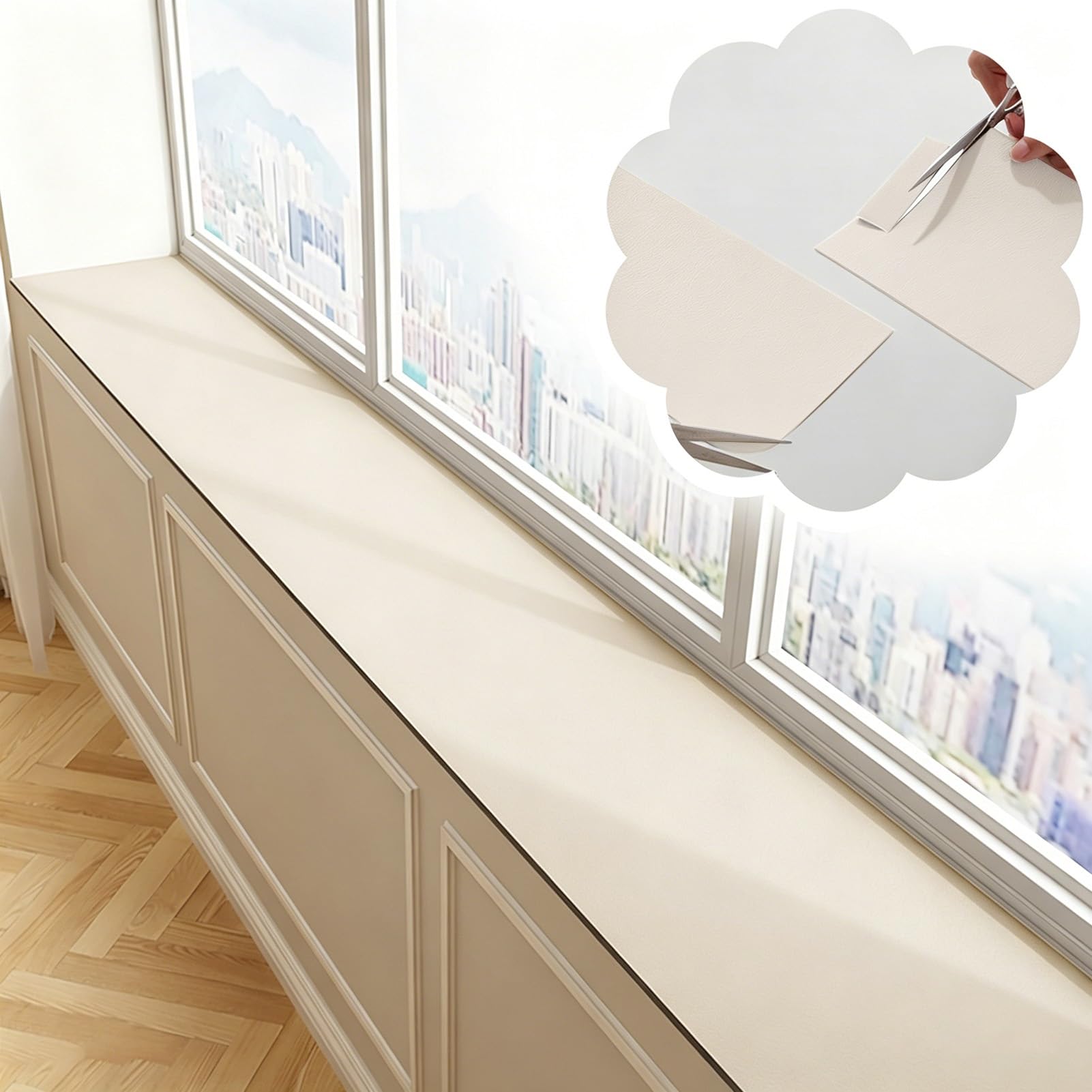 Tapis d'appui de fenêtre découpable beige : protégez vos rebords de la pluie et des plantes