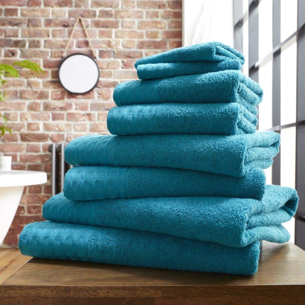 Xpress Teal New Waffle Bath Towels 100% Cotton 600 Gsm Bath Sheets Hand Towels (, Bath Towel)