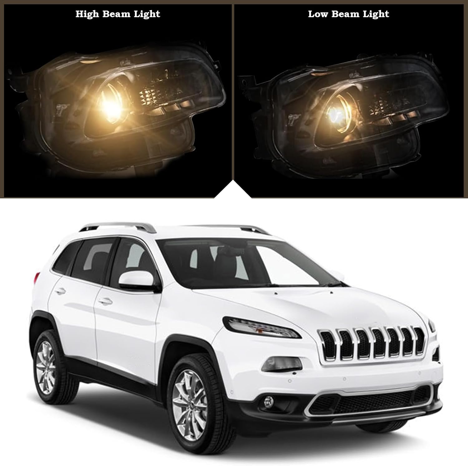 Right Passenger Side Halogen Headlight Accessories Compatible for 2014-2018 Jeep Cherokee With Bulbs RH Head lamp Assembly 61802846AE CH2503249