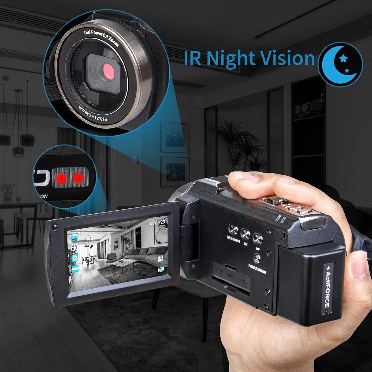 Gеt Dіѕсоunt оƒƒеr Camcorder Video Camera YEEHAO WiFi HD 1080P 24MP 16X Powerful Digital Zoom Camera with Microphone and Wide Angle Lens Remote Control Lens Hood Infrared Night Vision YouTube Vlogging Camera Recorder