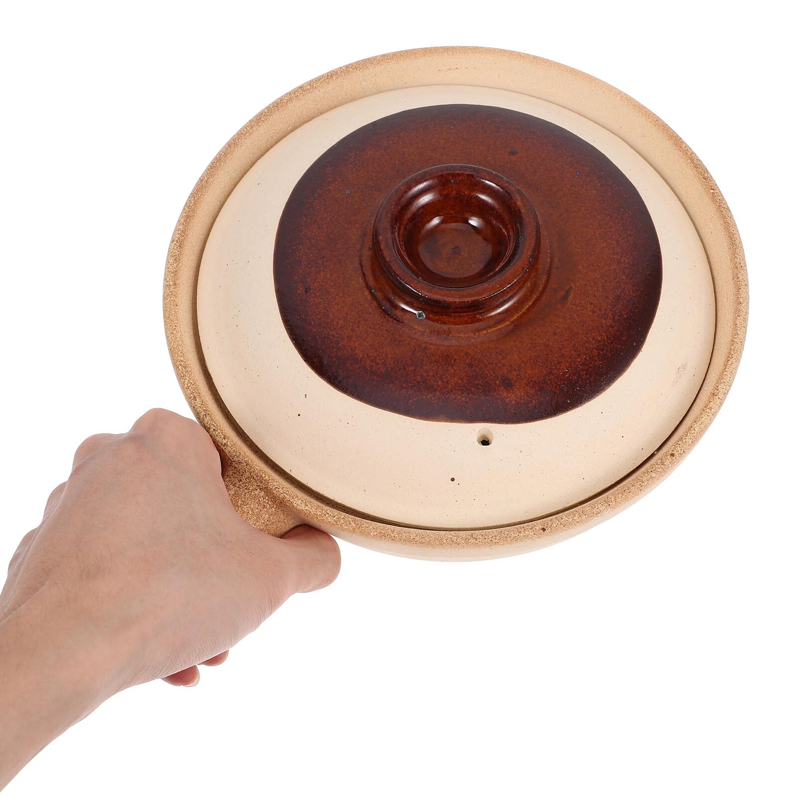 Olla de Barro Pequeña 19 Cm X 7 Cm para Guisar, Cazuela Cerámica Tradicional para Arroz y Guisos, Resistente a Altas Temperaturas, Apta para Comida para Llevar y Uso Comercial