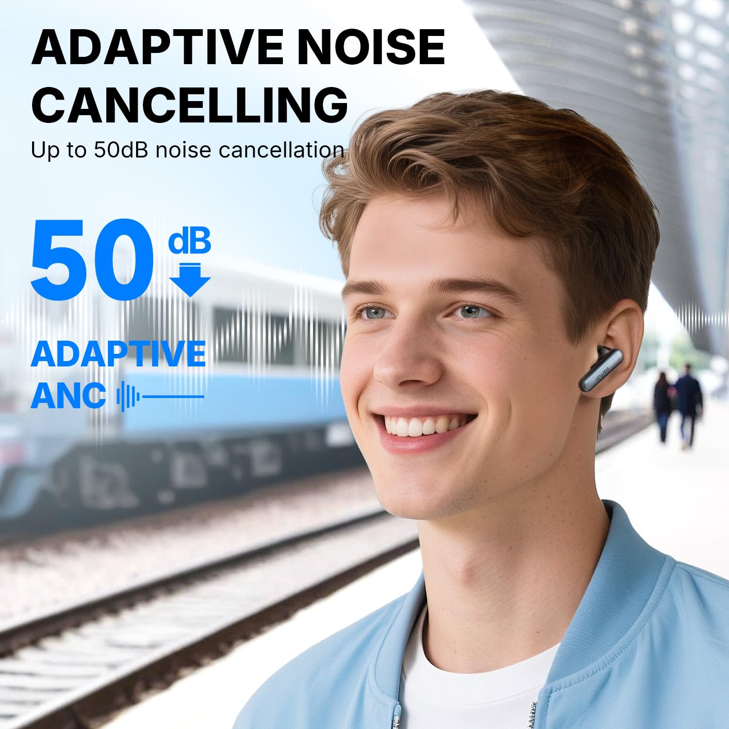 EarFun Air Pro 4i Słuchawki ANC 50 dB, Hi-Res LDAC, 6 Mikrofonów AI ENC, do 40 h, Dźwięk Przestrzenny, Multipoint, Bluetooth 5.4, Ładowanie Bezprzewodowe